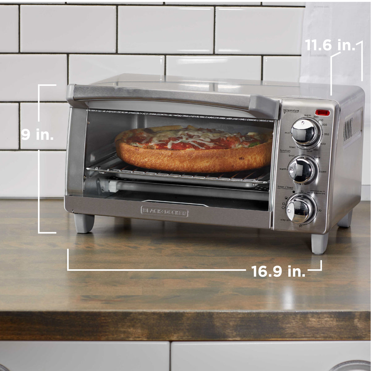 4 Slice Toaster Oven Easy Controls Stainless Steel HightechRed